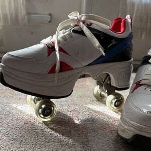 White, Red and Blue Roller Skate Shoes